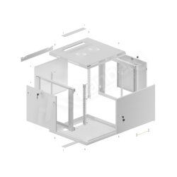 RACK CABINET 19" WALL-MOUNT 9U/600X600 (FLAT PACK) WITH METAL DOOR GREY LANBERG