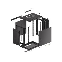 RACK CABINET 19" WALL-MOUNT 12U/600X450 (FLAT PACK) WITH METAL DOOR BLACK LANBERG