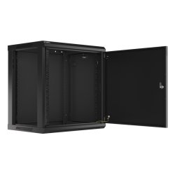 RACK CABINET 19" WALL-MOUNT 12U/600X450 (FLAT PACK) WITH METAL DOOR BLACK LANBERG