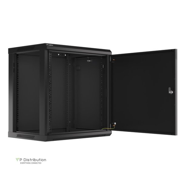 RACK CABINET 19" WALL-MOUNT 12U/600X450 (FLAT PACK) WITH METAL DOOR BLACK LANBERG