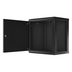 RACK CABINET 19" WALL-MOUNT 12U/600X450 (FLAT PACK) WITH METAL DOOR BLACK LANBERG