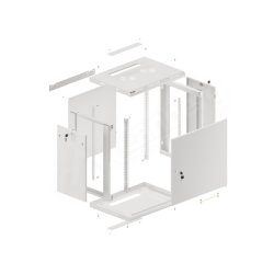 RACK CABINET 19" WALL-MOUNT 12U/600X450 (FLAT PACK) WITH METAL DOOR GREY LANBERG