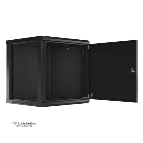 RACK CABINET 19" WALL-MOUNT 12U/600X600 (FLAT PACK) WITH METAL DOOR BLACK LANBERG