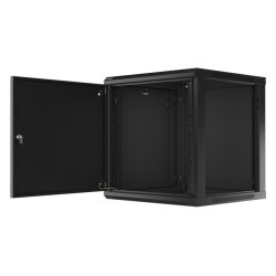 RACK CABINET 19" WALL-MOUNT 12U/600X600 (FLAT PACK) WITH METAL DOOR BLACK LANBERG