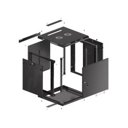 RACK CABINET 19" WALL-MOUNT 12U/600X600 (FLAT PACK) WITH METAL DOOR BLACK LANBERG