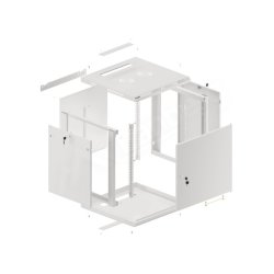 RACK CABINET 19" WALL-MOUNT 12U/600X600 (FLAT PACK) WITH METAL DOOR GREY LANBERG