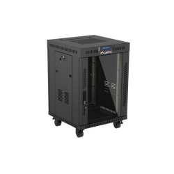RACK CABINET 19" FREE-STANDING 15U/600X600 (FLAT PACK) WITH GLASS DOOR LCD BLACK LANBERG V2