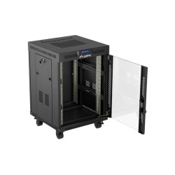 RACK CABINET 19" FREE-STANDING 15U/600X600 (FLAT PACK) WITH GLASS DOOR LCD BLACK LANBERG V2