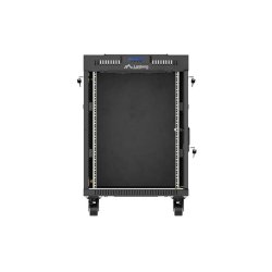 RACK CABINET 19" FREE-STANDING 15U/600X600 (FLAT PACK) WITH GLASS DOOR LCD BLACK LANBERG V2