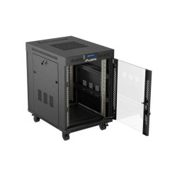 RACK CABINET 19" FREE-STANDING 15U/600X800 (FLAT PACK) WITH GLASS DOOR LCD BLACK LANBERG V2