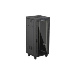 RACK CABINET 19" FREE-STANDING 27U/600X600 (FLAT PACK) WITH GLASS DOOR LCD BLACK LANBERG V2
