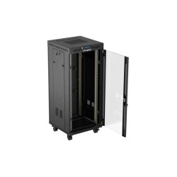 RACK CABINET 19" FREE-STANDING 27U/600X600 (FLAT PACK) WITH GLASS DOOR LCD BLACK LANBERG V2