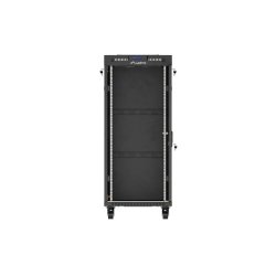 RACK CABINET 19" FREE-STANDING 27U/600X600 (FLAT PACK) WITH GLASS DOOR LCD BLACK LANBERG V2