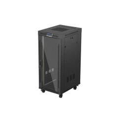 RACK CABINET 19" FREE-STANDING 27U/600X800 (FLAT PACK) WITH GLASS DOOR LCD BLACK LANBERG V2