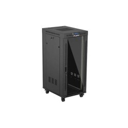 RACK CABINET 19" FREE-STANDING 27U/600X800 (FLAT PACK) WITH GLASS DOOR LCD BLACK LANBERG V2