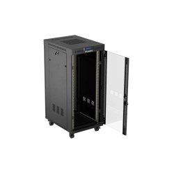 RACK CABINET 19" FREE-STANDING 27U/600X800 (FLAT PACK) WITH GLASS DOOR LCD BLACK LANBERG V2