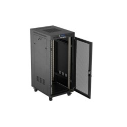 RACK CABINET 19" FREE-STANDING 27U/600X800 (FLAT PACK) WITH MESH DOOR LCD BLACK LANBERG V2