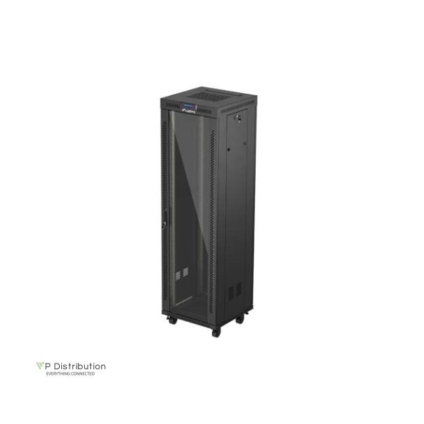 RACK CABINET 19" FREE-STANDING 42U/600X600 (FLAT PACK) WITH GLASS DOOR LCD BLACK LANBERG V2
