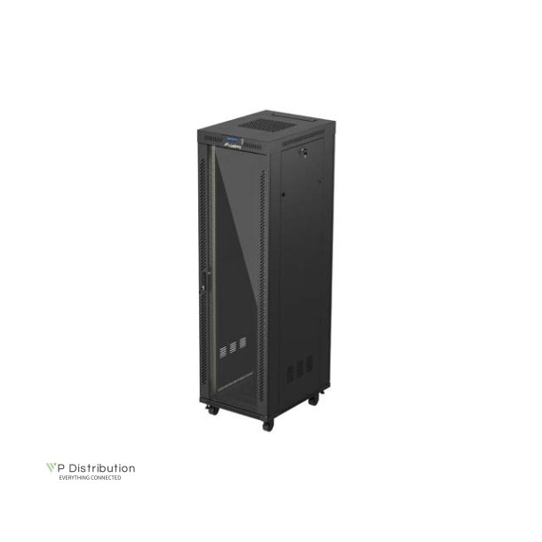 RACK CABINET 19" FREE-STANDING 42U/600X800 (FLAT PACK) WITH GLASS DOOR LCD BLACK LANBERG V2