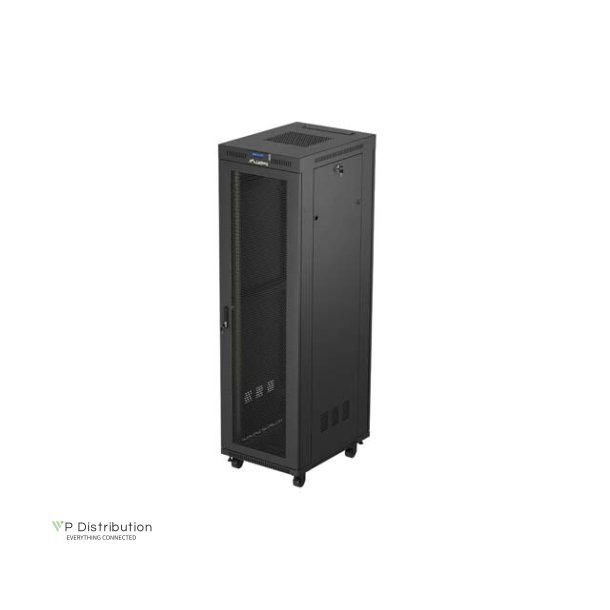 RACK CABINET 19" FREE-STANDING 42U/600X800 (FLAT PACK) WITH MESH DOOR LCD BLACK LANBERG V2