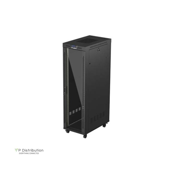 RACK CABINET 19" FREE-STANDING 42U/600X1000 (FLAT PACK) WITH GLASS DOOR LCD BLACK LANBERG V2