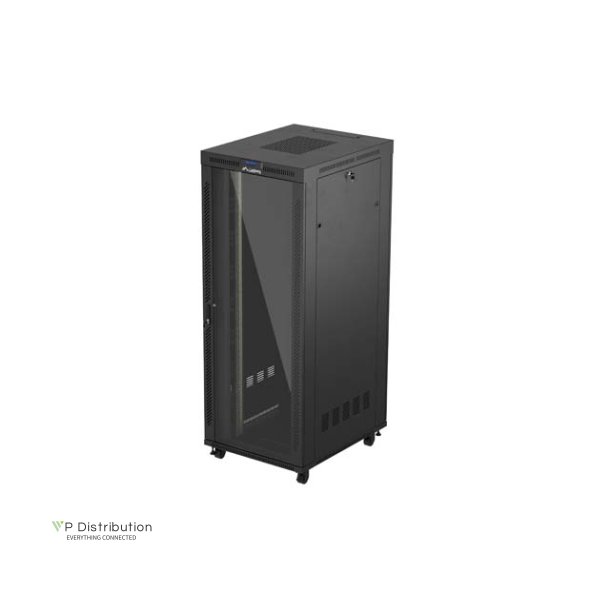 RACK CABINET 19" FREE-STANDING 42U/800X1000 (FLAT PACK) WITH GLASS DOOR LCD BLACK LANBERG V2