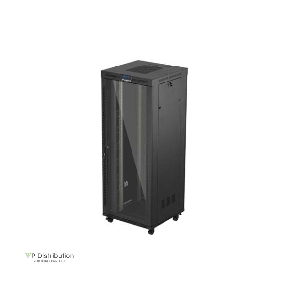 RACK CABINET 19" FREE-STANDING 42U/800X800 (FLAT PACK) WITH GLASS DOOR LCD BLACK LANBERG V2