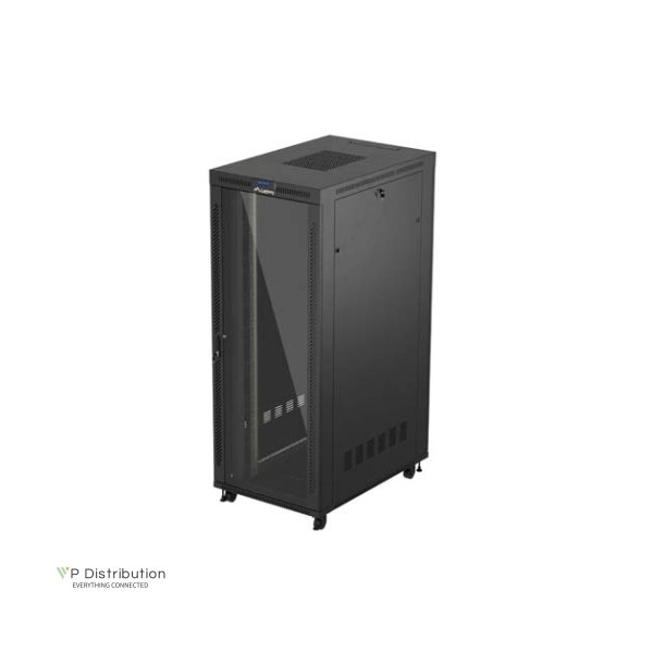 RACK CABINET 19" FREE-STANDING 42U/800X1200 (FLAT PACK) WITH GLASS DOOR LCD BLACK LANBERG V2