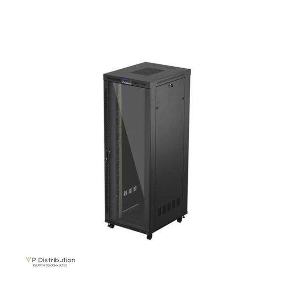 RACK CABINET 19" FREE-STANDING 47U/800X1000 (FLAT PACK) WITH GLASS DOOR LCD BLACK LANBERG V2