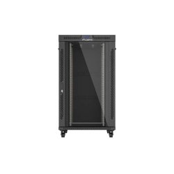 RACK CABINET 19" FREE-STANDING 27U/800X1000 (FLAT PACK) WITH GLASS DOOR LCD BLACK LANBERG V2
