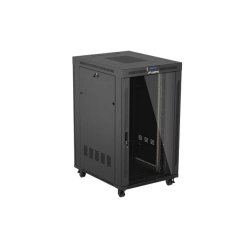 RACK CABINET 19" FREE-STANDING 27U/800X1000 (FLAT PACK) WITH GLASS DOOR LCD BLACK LANBERG V2