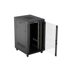 RACK CABINET 19" FREE-STANDING 27U/800X1000 (FLAT PACK) WITH GLASS DOOR LCD BLACK LANBERG V2
