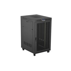 RACK CABINET 19" FREE-STANDING 27U/800X1000 (FLAT PACK) WITH MESH DOOR LCD BLACK LANBERG V2