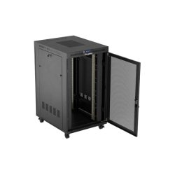 RACK CABINET 19" FREE-STANDING 27U/800X1000 (FLAT PACK) WITH MESH DOOR LCD BLACK LANBERG V2