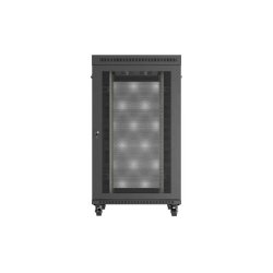 RACK CABINET 19" FREE-STANDING 27U/800X1000 (FLAT PACK) WITH MESH DOOR LCD BLACK LANBERG V2