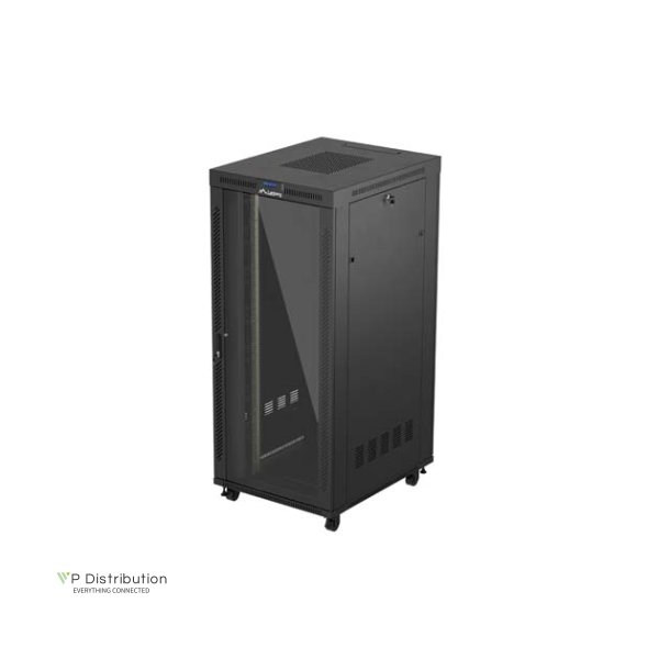 RACK CABINET 19" FREE-STANDING 37U/800X1000 (FLAT PACK) WITH GLASS DOOR LCD BLACK LANBERG V2