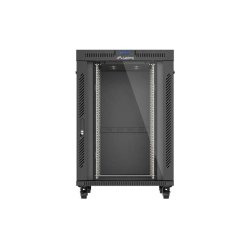 RACK CABINET 19" FREE-STANDING 22U/800X800 (FLAT PACK) WITH GLASS DOOR LCD BLACK LANBERG V2