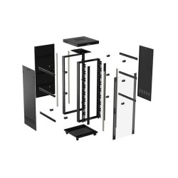 RACK CABINET 19" FREE-STANDING 22U/800X800 (FLAT PACK) WITH GLASS DOOR LCD BLACK LANBERG V2