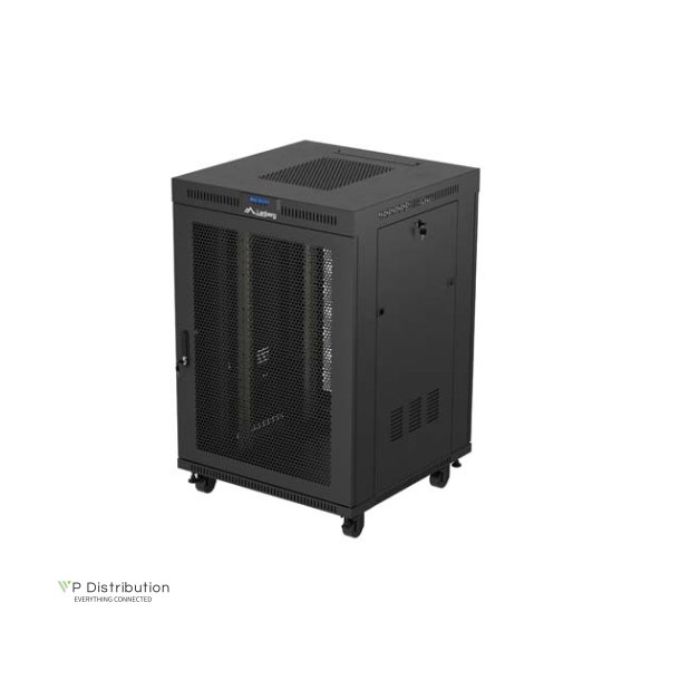 RACK CABINET 19" FREE-STANDING 22U/800X800 (FLAT PACK) WITH MESH DOOR LCD BLACK LANBERG V2