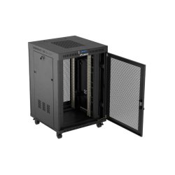 RACK CABINET 19" FREE-STANDING 22U/800X800 (FLAT PACK) WITH MESH DOOR LCD BLACK LANBERG V2