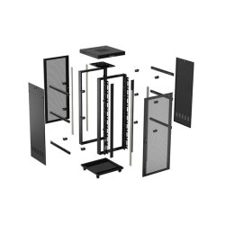 RACK CABINET 19" FREE-STANDING 22U/800X800 (FLAT PACK) WITH MESH DOOR LCD BLACK LANBERG V2