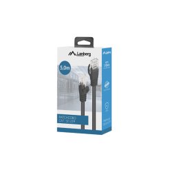 PATCHCORD CAT.5E UTP 5M BLACK FLUKE PASSED BOX LANBERG