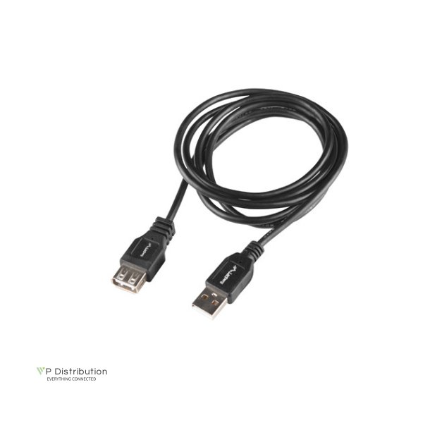 USB-A M/F 2.0 CABLE 1M BLACK BOX LANBERG