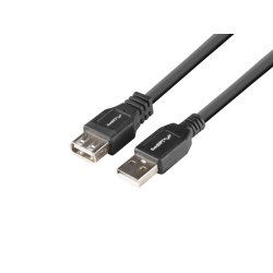 USB-A M/F 2.0 CABLE 1M BLACK BOX LANBERG