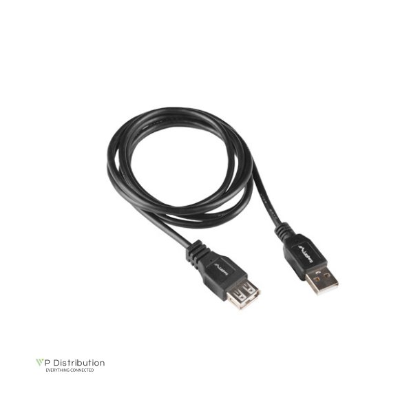 USB-A M/F 2.0 CABLE 1.8M BLACK BOX LANBERG