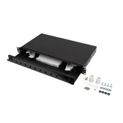 RACKMOUNT 19" 1U FIBER PATCH PANEL LANBERG 12XSC SIMPLEX / 12XLC DUPLEX BLACK + ACCESSORIES