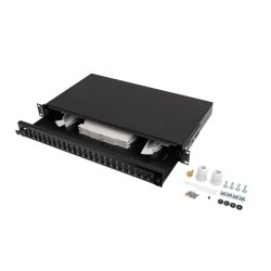RACKMOUNT 19" 1U FIBER PATCH PANEL LANBERG 24XSC DUPLEX / 24XLC QUAD BLACK + ACCESSORIES