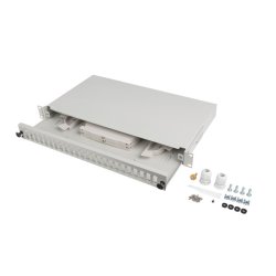 RACKMOUNT 19" 1U FIBER PATCH PANEL LANBERG 24XSC DUPLEX / 24XLC QUAD GREY + ACCESSORIES