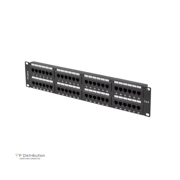 PATCH PANEL 48 PORT 2U 19" CAT.6 UTP BLACK LANBERG