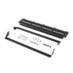 PATCH PANEL 48 PORT 2U 19" CAT.6 UTP BLACK LANBERG